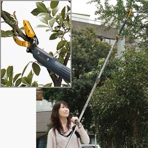 【ガーデニング  作業用具】首振り・回転自在高枝ハサミ「高枝名人」